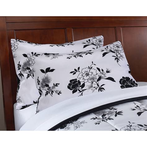 black white floral bedding|black and white floral pillowcases.